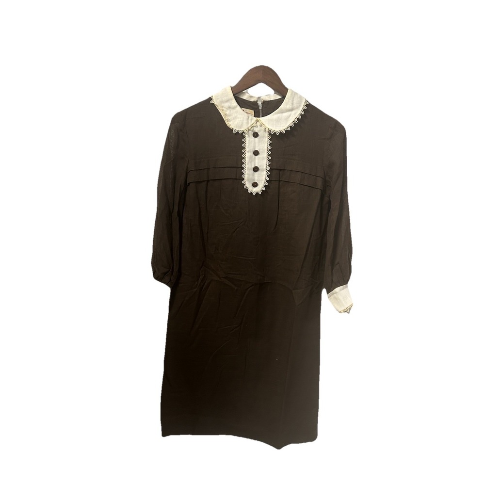 True Vintage 70s Hippie‎ Cottage Core Brown Dress 18.5" Ptp Flat